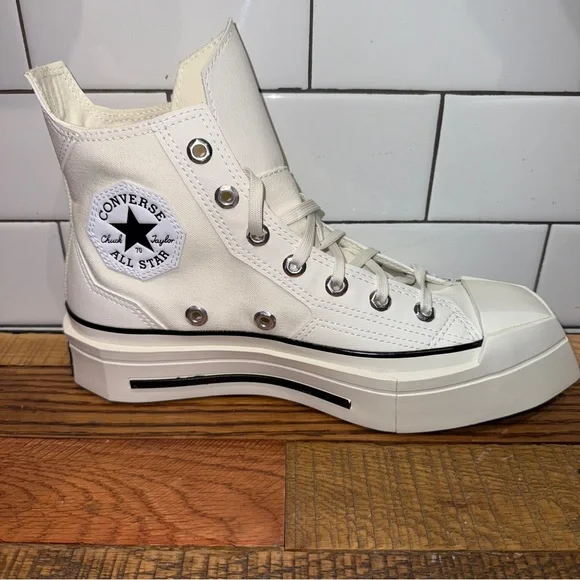 New Women's Converse Chuck 70 De Luxe Squared Hi Sneakers Egret White - A06436C - Picture 3 of 6